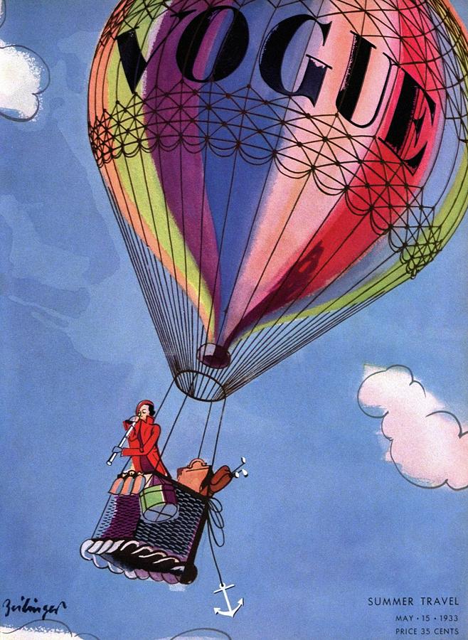 Hot Air Balloon Journey Painting - Vogue Magazine Cover May 15, 1933 by Alix Zeilinger