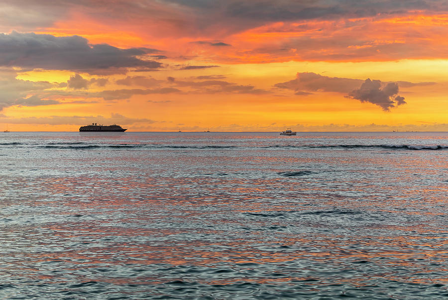 Waikiki Beach Sunset Glow Photograph by Kelley King