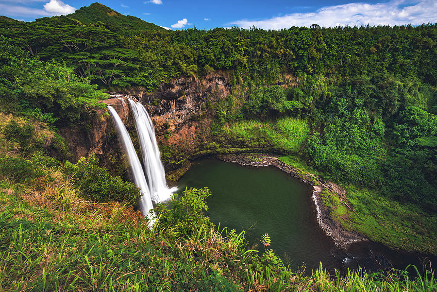 Wailua Falls and Landscape - Kauai, Hawaii Photograph by Abbie Warnock