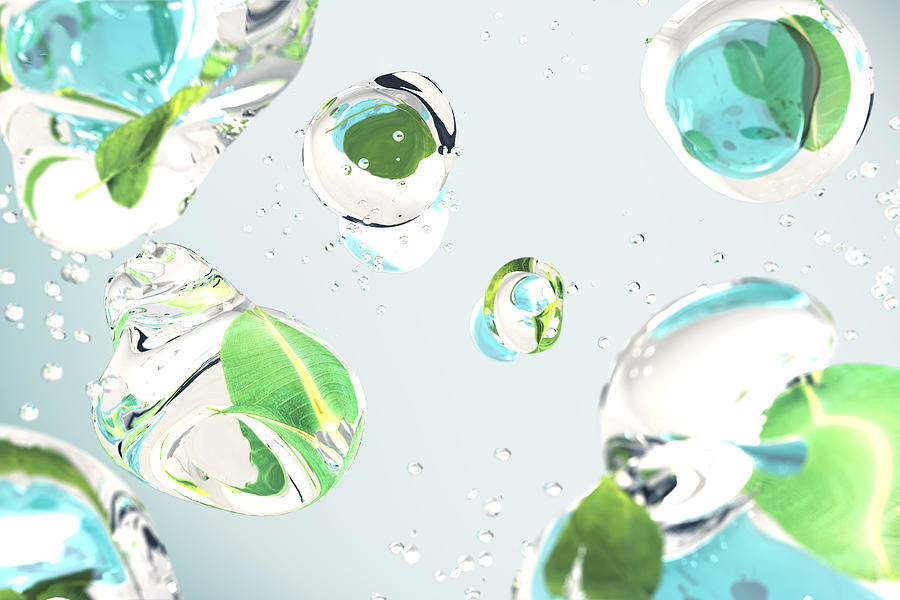 Water drop and green leaf Photograph by Yuichiro Chino