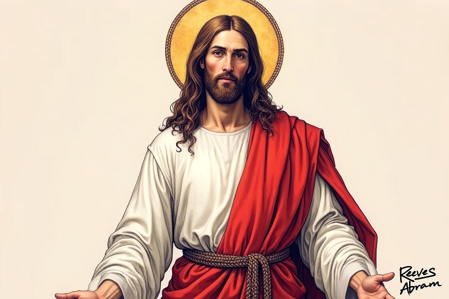 Welcoming Jesus with Open Arms Portrait Digital Art by Reeves Abram - Pastor Reeves Studio - Metal Posters