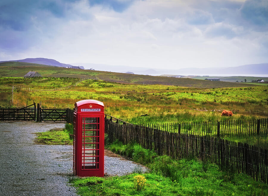 Red Telephone Box in Countryside Photograph - Where Calls Meet the Countryside by Kevin Schwalbe