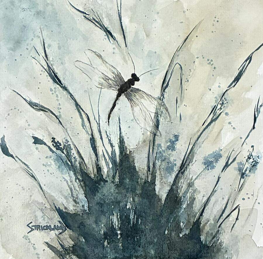 Dragonfly in the Reeds Painting - Where Dragonflies Dream by Judy Strickland