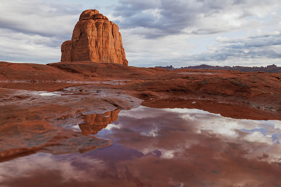 Majestic Desert Monolith Reflection Photograph - Where Light Returns by Robert Niemeier