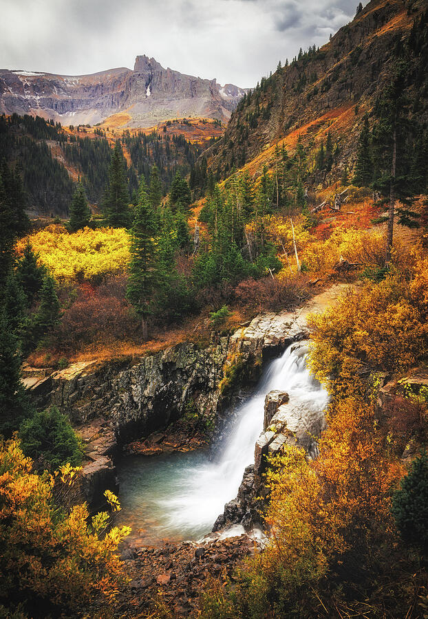 Autumn Mountain Waterfall Photograph - Whispers of Autumn Falls by Kevin Schwalbe