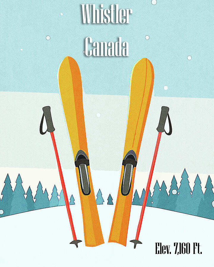 Whistler Canada Ski Poster Digital Art by Dan Sproul
