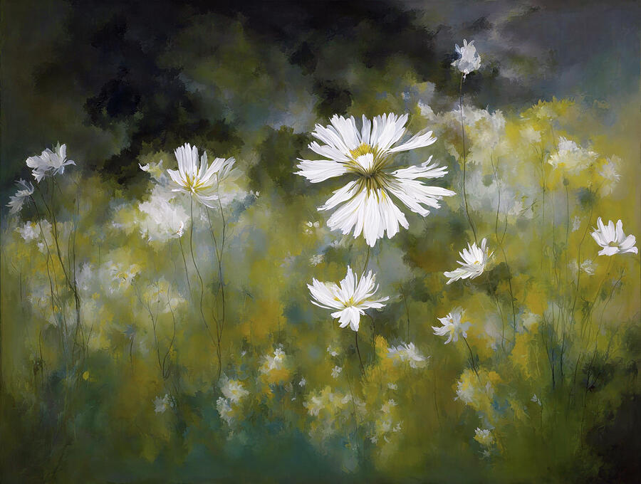 White Blossoms in Soft Focus Ai Art - White Blossoms by Ursula Abresch