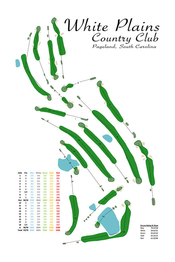 White Plains Country Club Digital Art by Flop Shot Studio