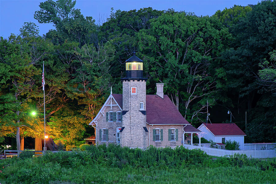 Historic Lighthouse at Dusk Photograph - White River Lighthouse at Dusk by Michael Collins