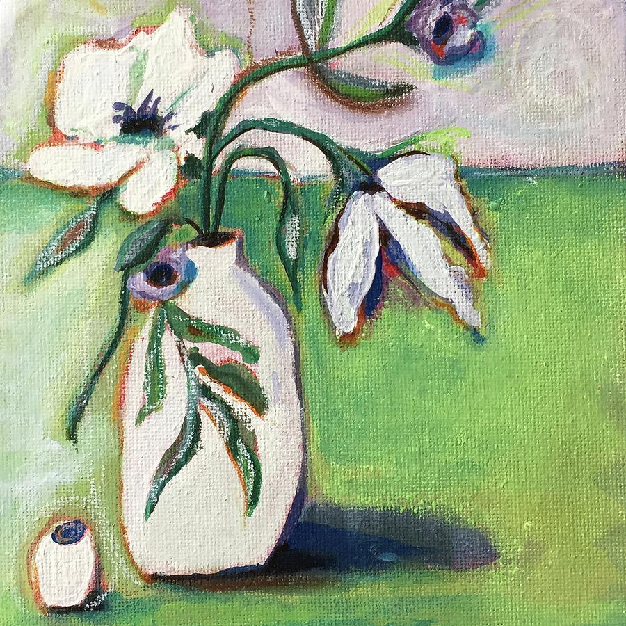 White Vases Mixed Media by Mary Conner