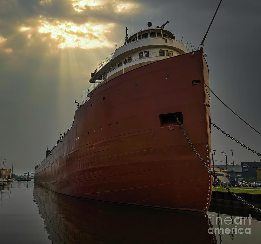 Majestic Cargo Ship at Dock Photograph - William A Irvin Museum by Ron Long Ltd Photography
