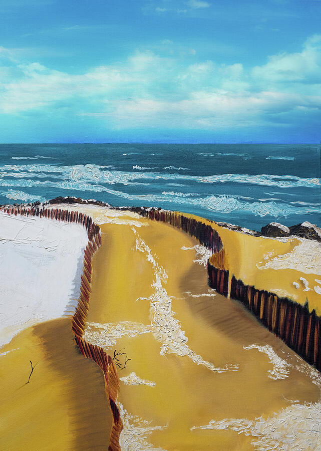 Winter Beach Painting by Laura Fasulo