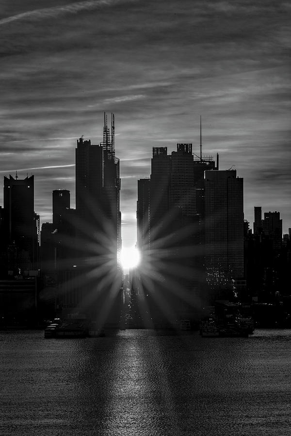 Winter Solstice Manhattanhenge BW Photograph by Susan Candelario