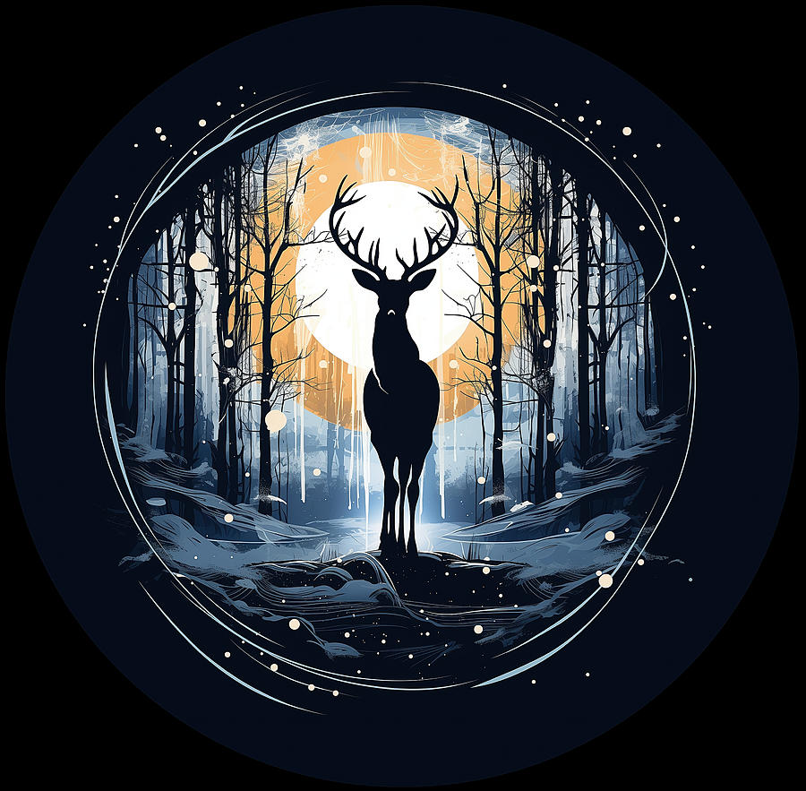 Winter Stag Digital Art by Annalisa Rivera-Franz