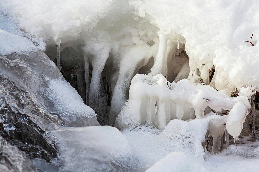 Delicate Winter Ice Formations Photograph - Winter Waterfall at Rest by Tatiana Travelways