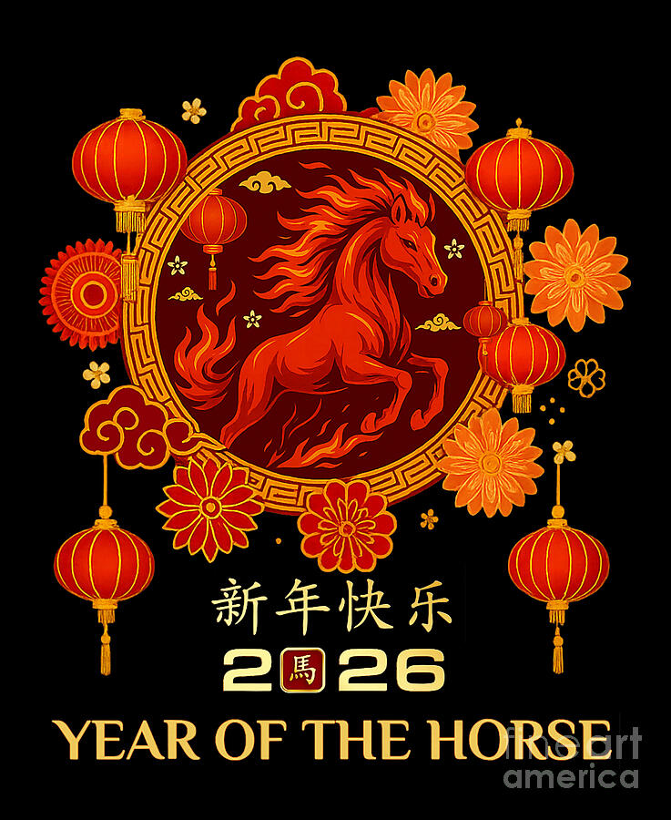 Year of The Horse 2026 Chinese Lunar New Year Digital Art by Studi Alex ...