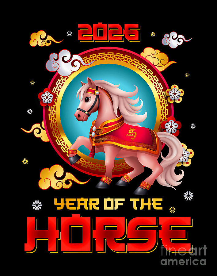 Year of The Horse 2026 Happy Chinese New Year Digital Art by Studi Alex ...