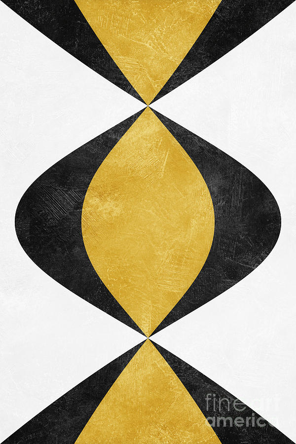 Geometric Gold and Black Pattern Digital Art - Yellow Candy Crush by Ema Paraschiv