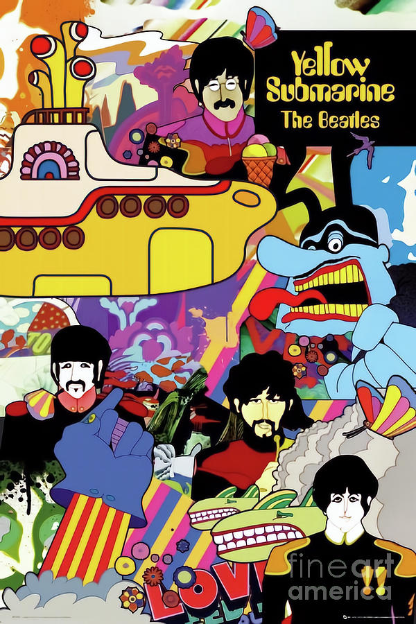 Yellow Submarine - The Beatles Digital Art by Antonios Valamontes