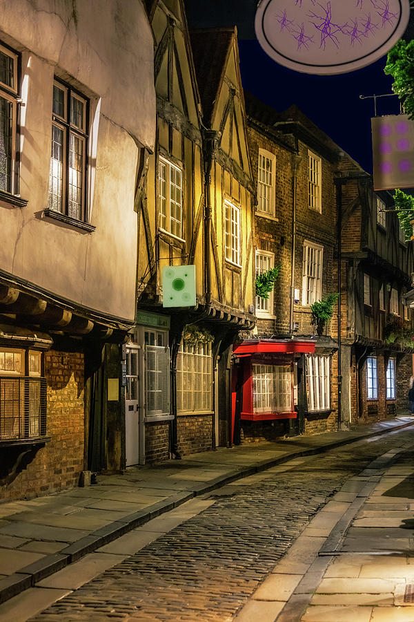 York cobbled street at night Photograph by Sue Leonard