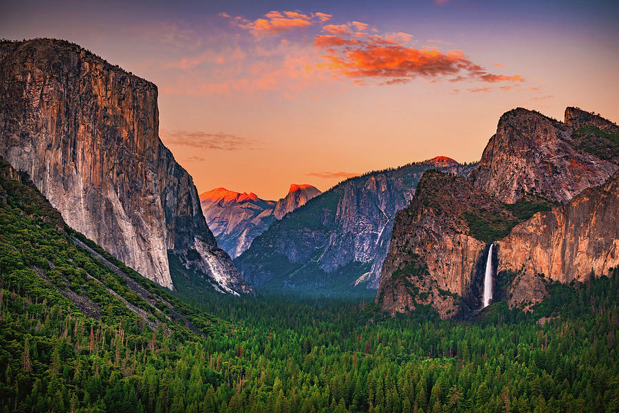 Yosemite Valley Orange Sunset - California Photograph by Abbie Warnock