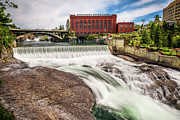 Falls and the Washington Water Power building along the Spokane  #1 Photograph by Miroslav Liska