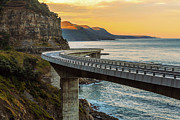 Sunset over the Sea cliff bridge along Australian Pacific ocean  #1 Photograph by Miroslav Liska