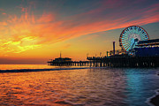 Visitors enjoy sunset above Santa Monica Pier in Los Angeles #4 Photograph by Miroslav Liska