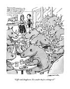 Coffee and doughnuts Drawing by Joe Dator