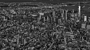 Aerial New York City Sunset BW BW Photograph by Susan Candelario
