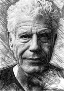 Anthony Bourdain - Ink Drawing Drawing by Rafael Salazar