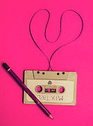 Audio Cassette With Heart Shape Tape On Pink Background Photograph by Jorgo Photography