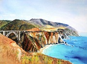 Bixby Bridge Big Sur Coast California Painting by Carlin Blahnik CarlinArtWatercolor