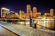 Boston Skyline at Night and Harborwalk Picture Photograph by Paul Velgos