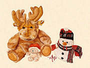 Christmas Buddies Painting by Angeles M Pomata