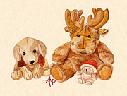 Christmas Buddies II Painting by Angeles M Pomata