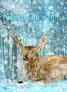 Christmas Reindeer Painting by Angeles M Pomata