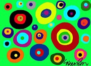 Colorful eyes in the green sky Digital Art by Susan Fielder