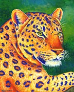 Queen of the Jungle - Colorful Leopard Painting by Rebecca Wang