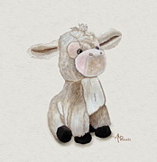 Cuddly Donkey Watercolor Painting by Angeles M Pomata
