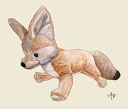 Cuddly Snow Fox Painting by Angeles M Pomata