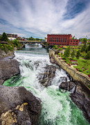 Falls and the Washington Water Power building along the Spokane Photograph by Miroslav Liska