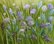 Flowers Field Painting by Angeles M Pomata