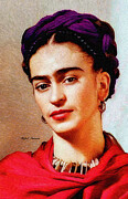 Frida in Red Painting by Rafael Salazar