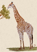 Giraffe Watercolor Painting by Angeles M Pomata