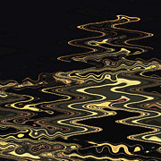 Golden Shimmers on a Dark Sea Digital Art by Gina Harrison