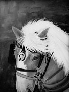 Amos- Black and White Horse - Adam's Rib Painting by Jan Dappen