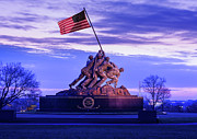 Iwo Jima Memorial at dawn as sun rises Photograph by Steven Heap