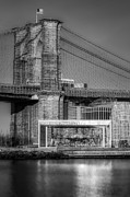 Jane's Carousel Brooklyn Bridge BW Photograph by Susan Candelario