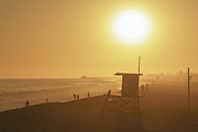 Lifeguard Tower M Sunset Photo in Newport Beach CA Photograph by Paul Velgos